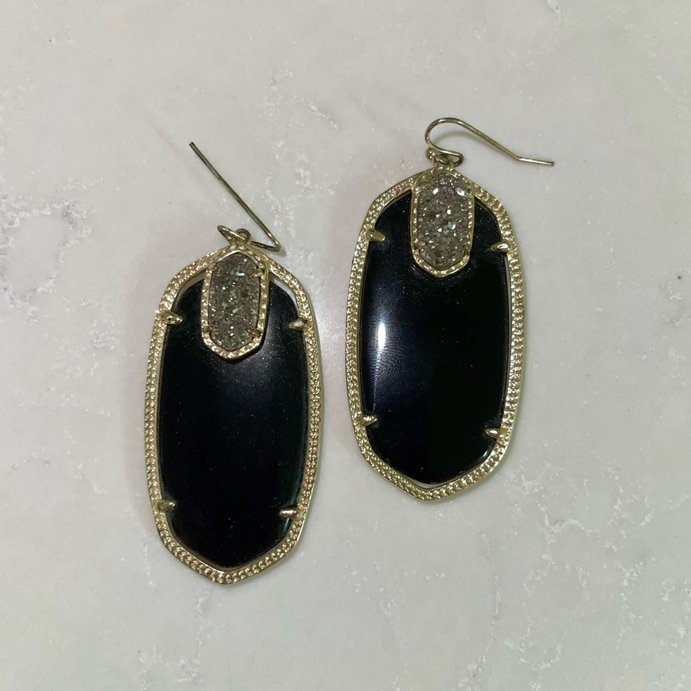 Kendra Scott black & gold earrings